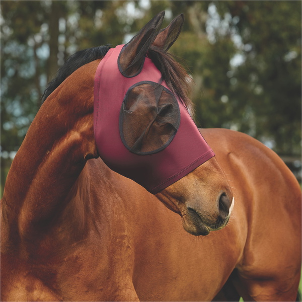 2026 WeatherBeeta Comfitec Deluxe Stretch Fly Mask With Ears 1029984 - Burgundy / Black